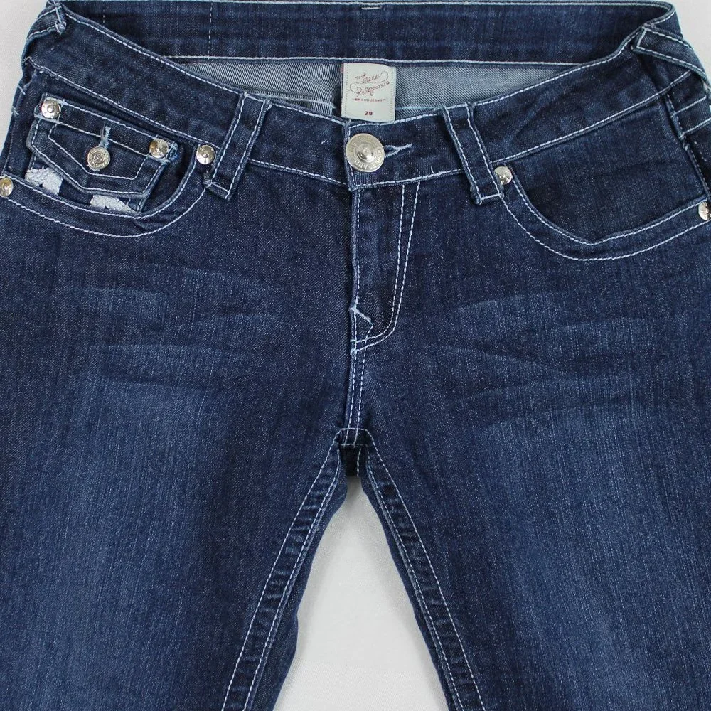 True Religion World Tour Joey Super T Memphis Blue Wash Denim Jeans, Size 29
